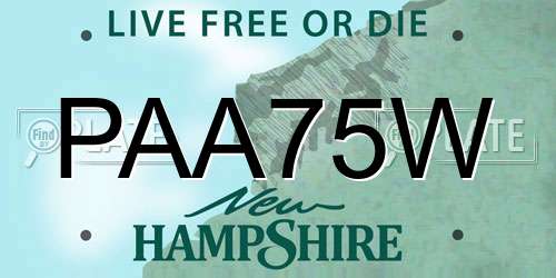PAA75W New Hampshire License Plate