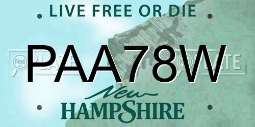 PAA78W New Hampshire License Plate