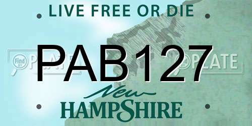 PAB127 New Hampshire License Plate