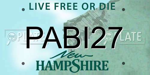 PABI27 New Hampshire License Plate