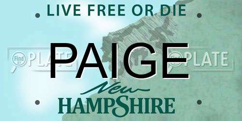 PAIGE New Hampshire License Plate