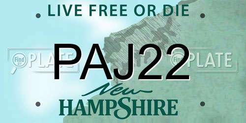 PAJ22 New Hampshire License Plate