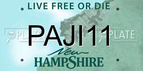 PAJI11 New Hampshire License Plate