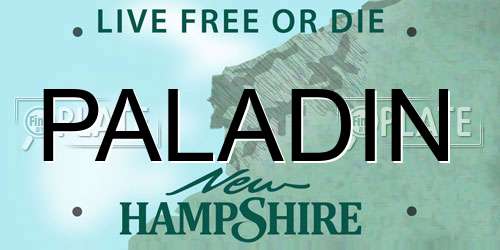 PALADIN New Hampshire License Plate