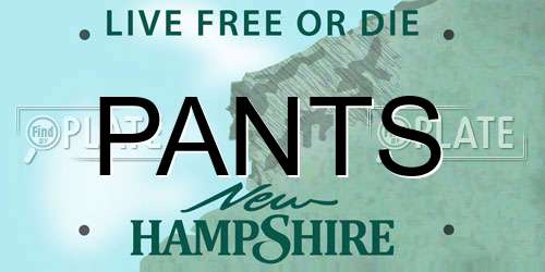 PANTS New Hampshire License Plate
