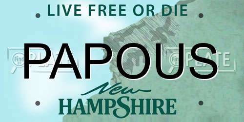 PAPOUS New Hampshire License Plate