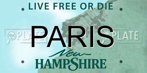 PARIS New Hampshire License Plate