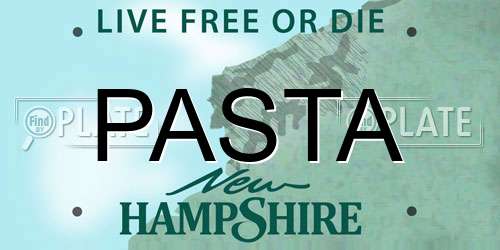 PASTA New Hampshire License Plate
