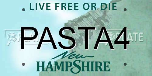 PASTA4 New Hampshire License Plate