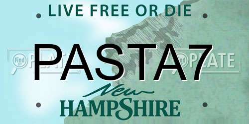 PASTA7 New Hampshire License Plate