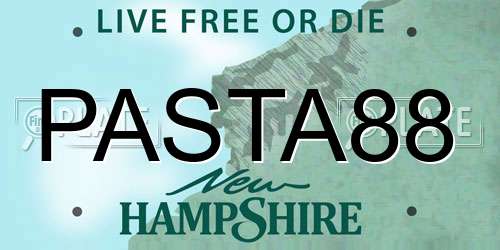 PASTA88 New Hampshire License Plate