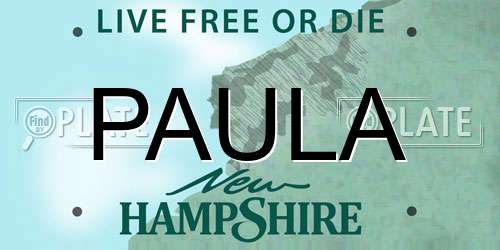 PAULA New Hampshire License Plate