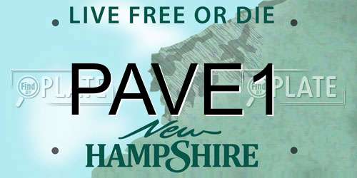 PAVE1 New Hampshire License Plate