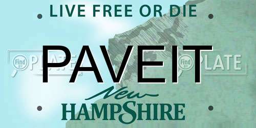 PAVEIT New Hampshire License Plate