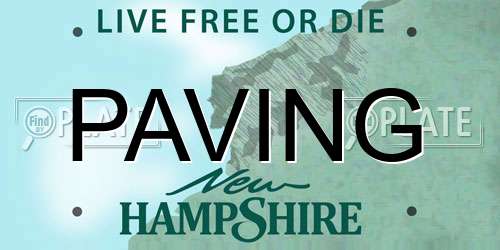 PAVING New Hampshire License Plate