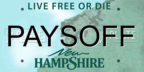PAYSOFF New Hampshire License Plate