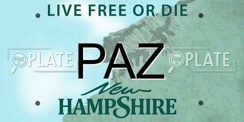 PAZ New Hampshire License Plate