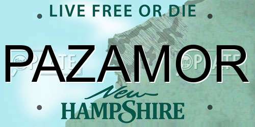 PAZAMOR New Hampshire License Plate