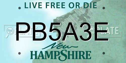 PB5A3E New Hampshire License Plate