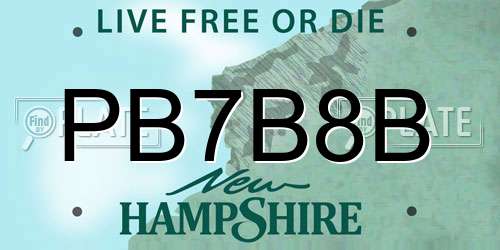 PB7B8B New Hampshire License Plate