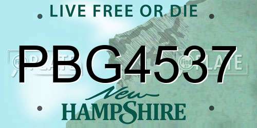 PBG4537 New Hampshire License Plate