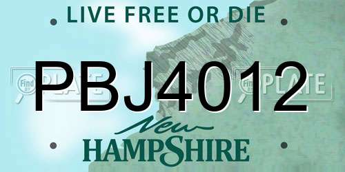 PBJ4012 New Hampshire License Plate
