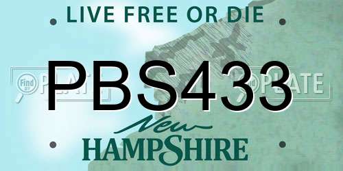 PBS433 New Hampshire License Plate