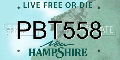 PBT558 New Hampshire License Plate