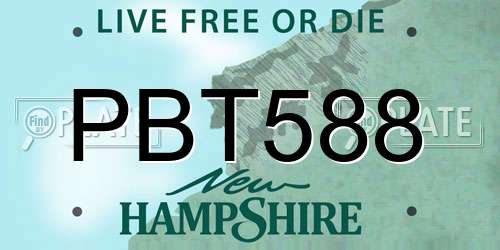 PBT588 New Hampshire License Plate