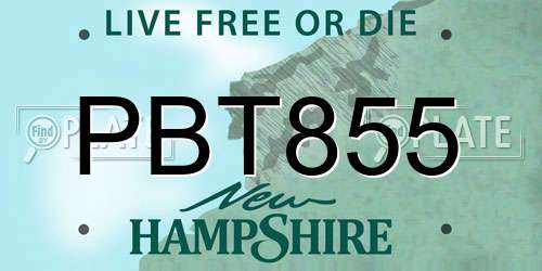 PBT855 New Hampshire License Plate