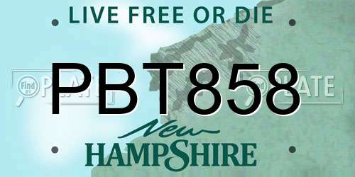 PBT858 New Hampshire License Plate