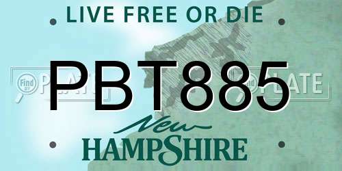 PBT885 New Hampshire License Plate