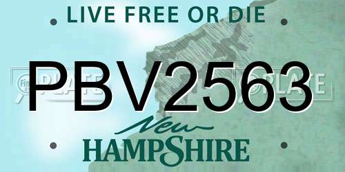 PBV2563 New Hampshire License Plate