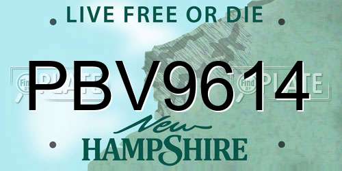 PBV9614 New Hampshire License Plate
