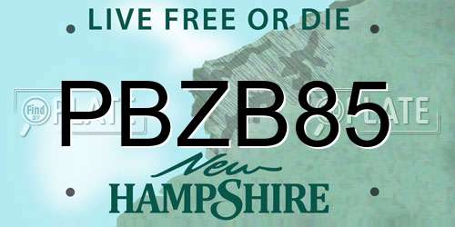 PBZB85 New Hampshire License Plate