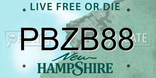 PBZB88 New Hampshire License Plate