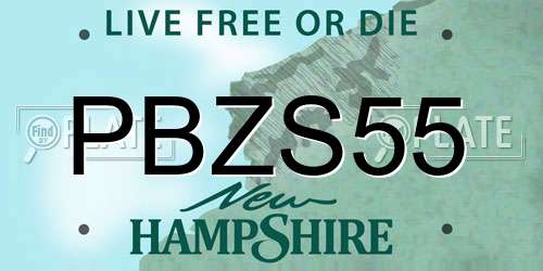 PBZS55 New Hampshire License Plate