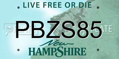 PBZS85 New Hampshire License Plate