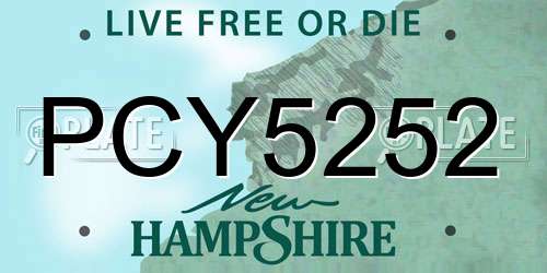 PCY5252 New Hampshire License Plate