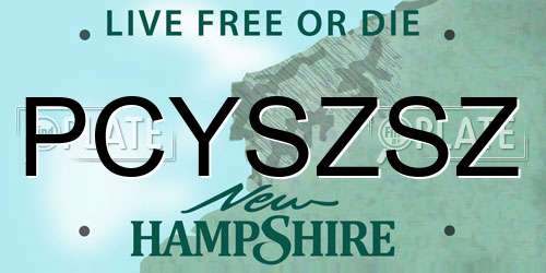 PCYSZSZ New Hampshire License Plate
