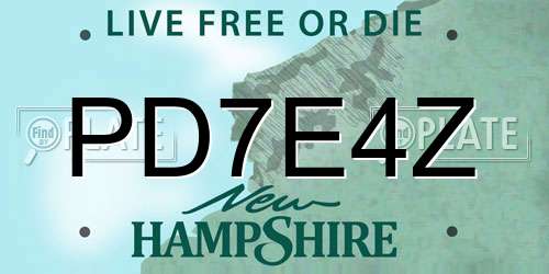 PD7E4Z New Hampshire License Plate