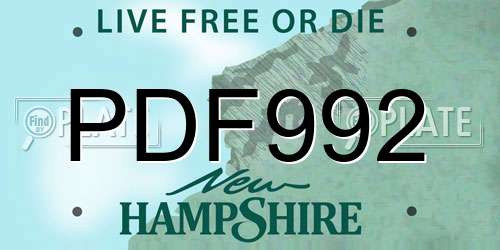 PDF992 New Hampshire License Plate