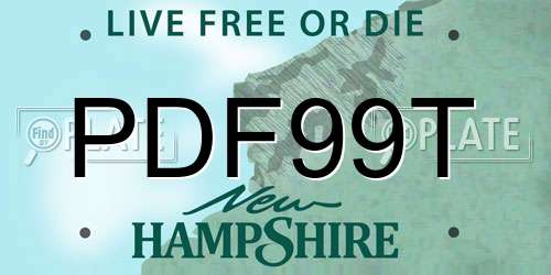 PDF99T New Hampshire License Plate
