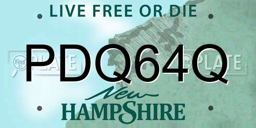 PDQ64Q New Hampshire License Plate