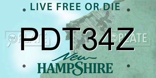 PDT34Z New Hampshire License Plate