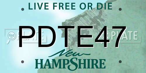 PDTE47 New Hampshire License Plate