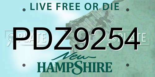 PDZ9254 New Hampshire License Plate