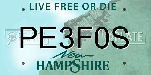 PE3F0S New Hampshire License Plate