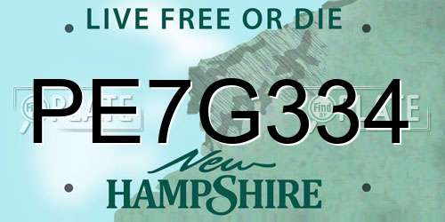 PE7G334 New Hampshire License Plate