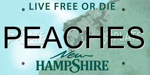 PEACHES New Hampshire License Plate